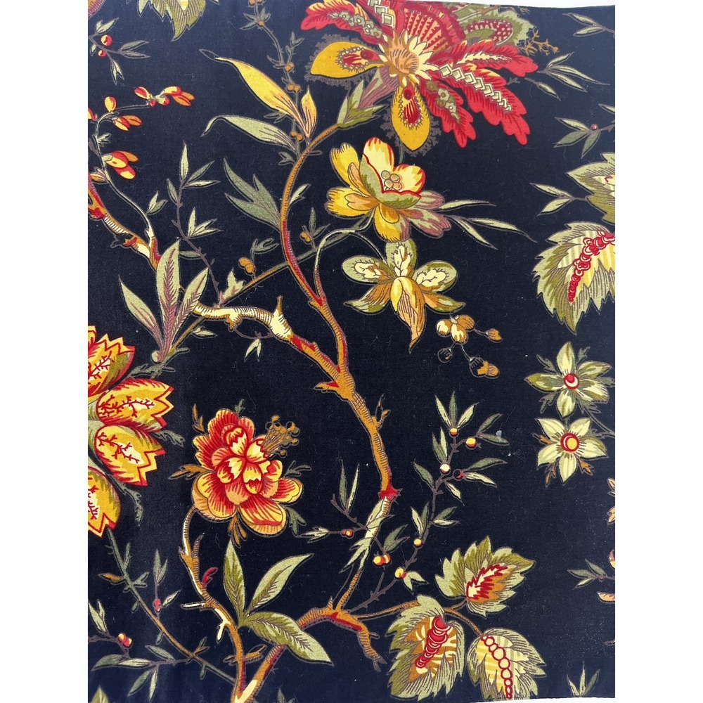 Waverly Felicite Noir Fabric Placemats SET OF 4 Black Floral Jacobean Yellow Red - Picture 4 of 8